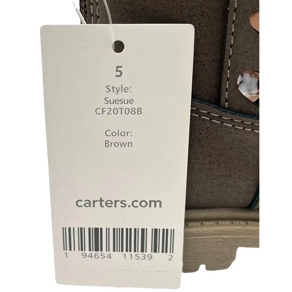 Carters Baby Girls Fashion Tall Boots Size 5 Brown Faux Fur Trim Winter Shoes - Picture 12 of 15